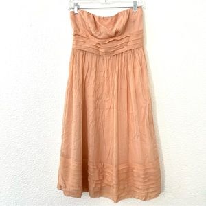 J. Crew strapless party cocktail silk peach dress mini ruffle layered